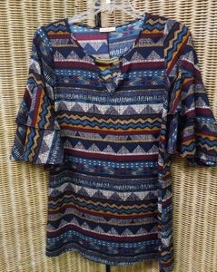 ORANGE Caramel Shirt  Aztec Bell Layer 1/2 Sleeves Size S/36 CUTE